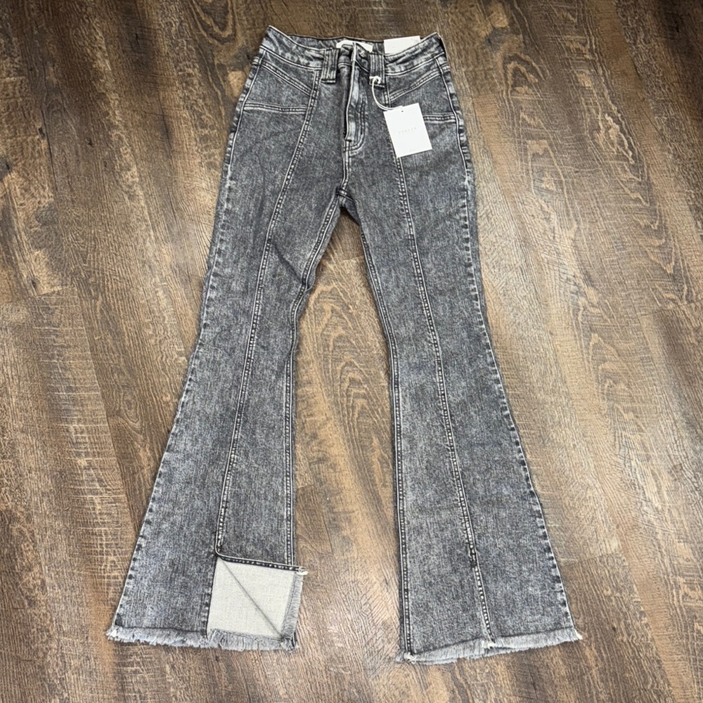 KanCan Front slit flared Gray Women's Jeans